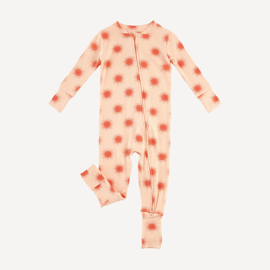 long sleeve convertible zippy pj | emberglow tiny sun | modal skinny rib