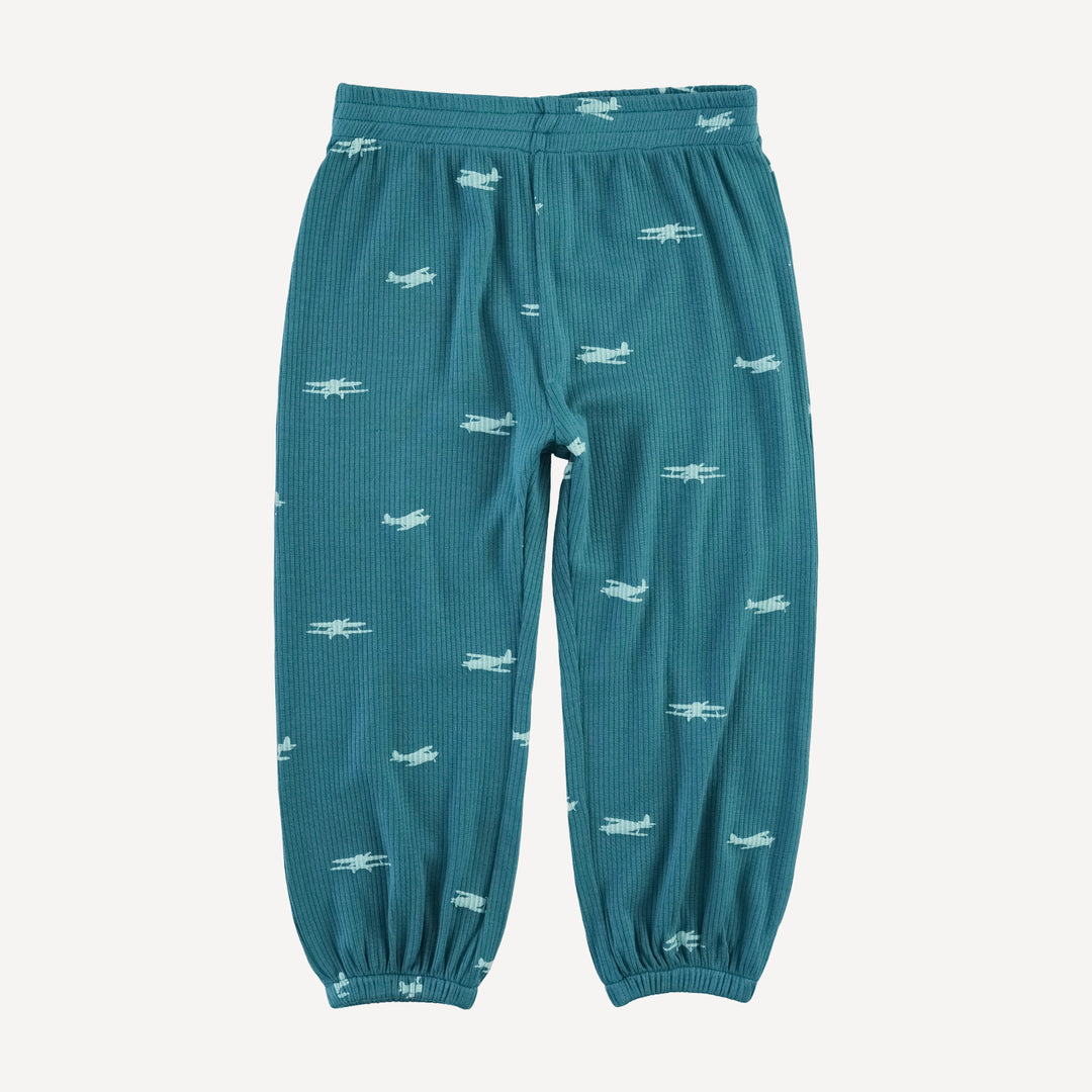 long sleeve relaxed jogger set | tiny planes | modal skinny rib