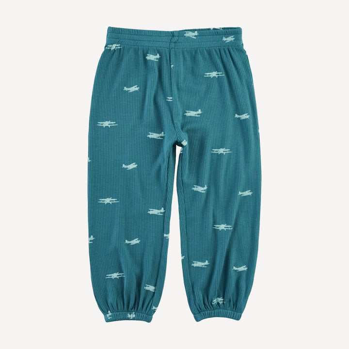 long sleeve relaxed jogger set | tiny planes | modal skinny rib