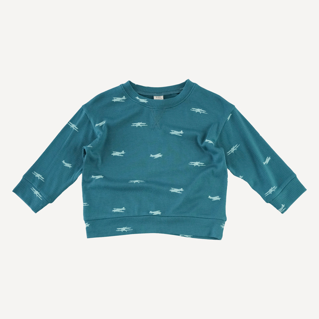long sleeve relaxed jogger set | tiny planes | modal skinny rib