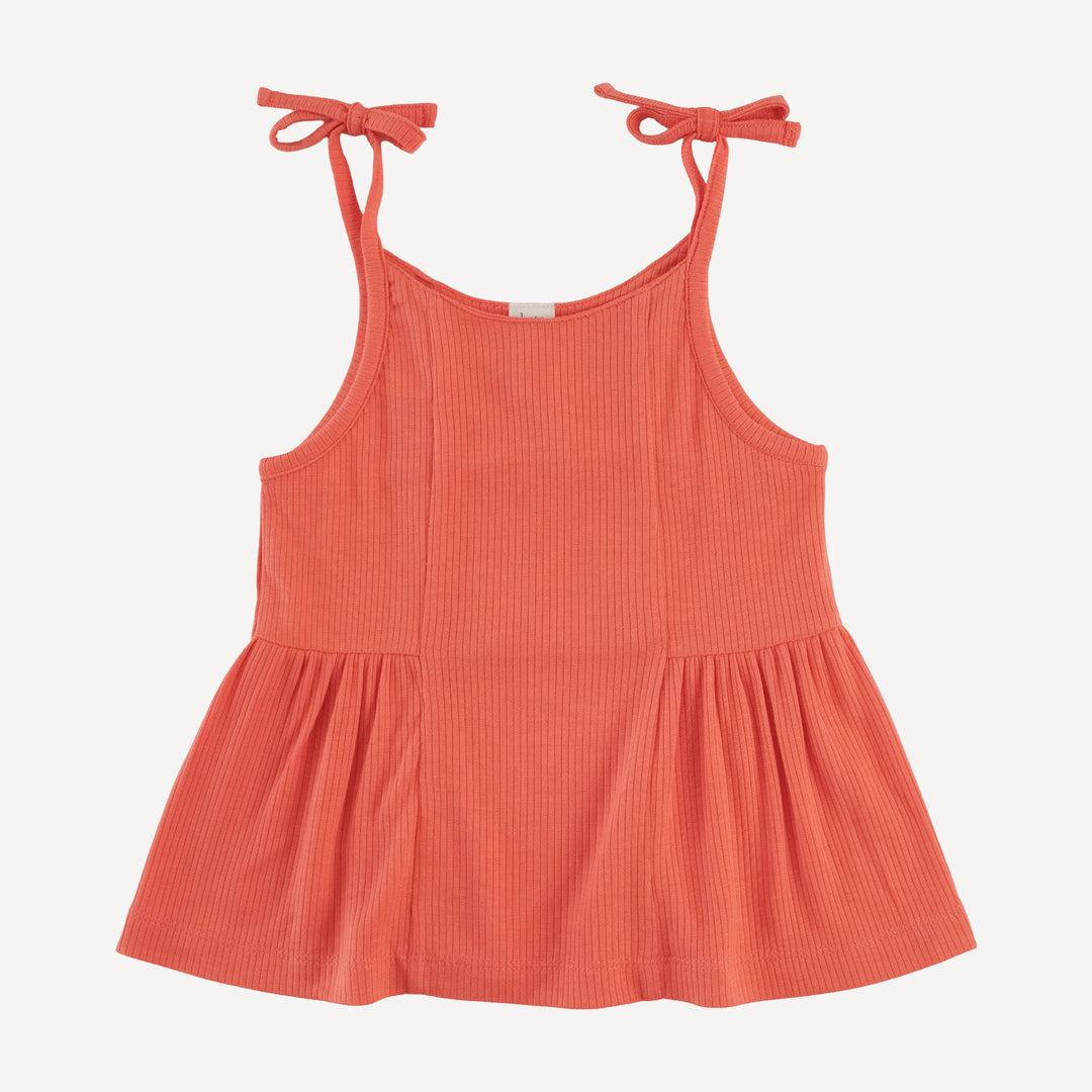 spaghetti tie ballerina top + ruffle short set | emberglow | modal skinny rib