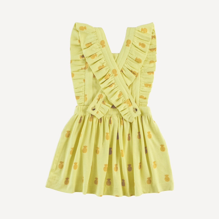 pinafore apron ruffle dress | tiny pineapple | modal skinny rib