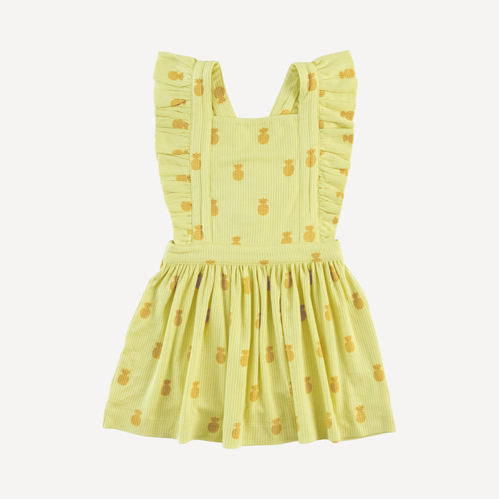 pinafore apron ruffle dress | tiny pineapple | modal skinny rib