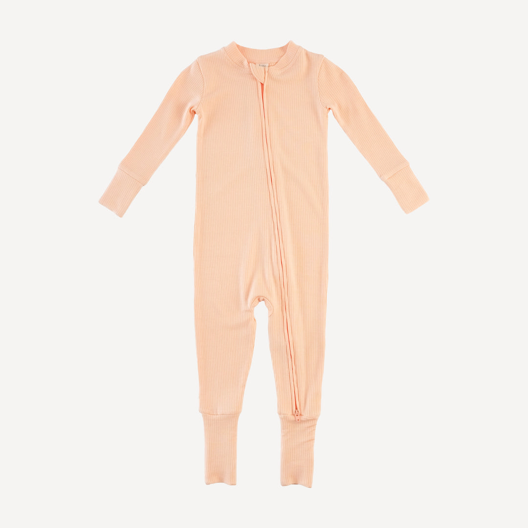 long sleeve convertible zippy pj | peach | modal skinny rib