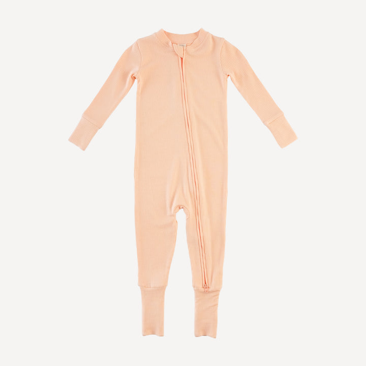 long sleeve convertible zippy pj | peach | modal skinny rib