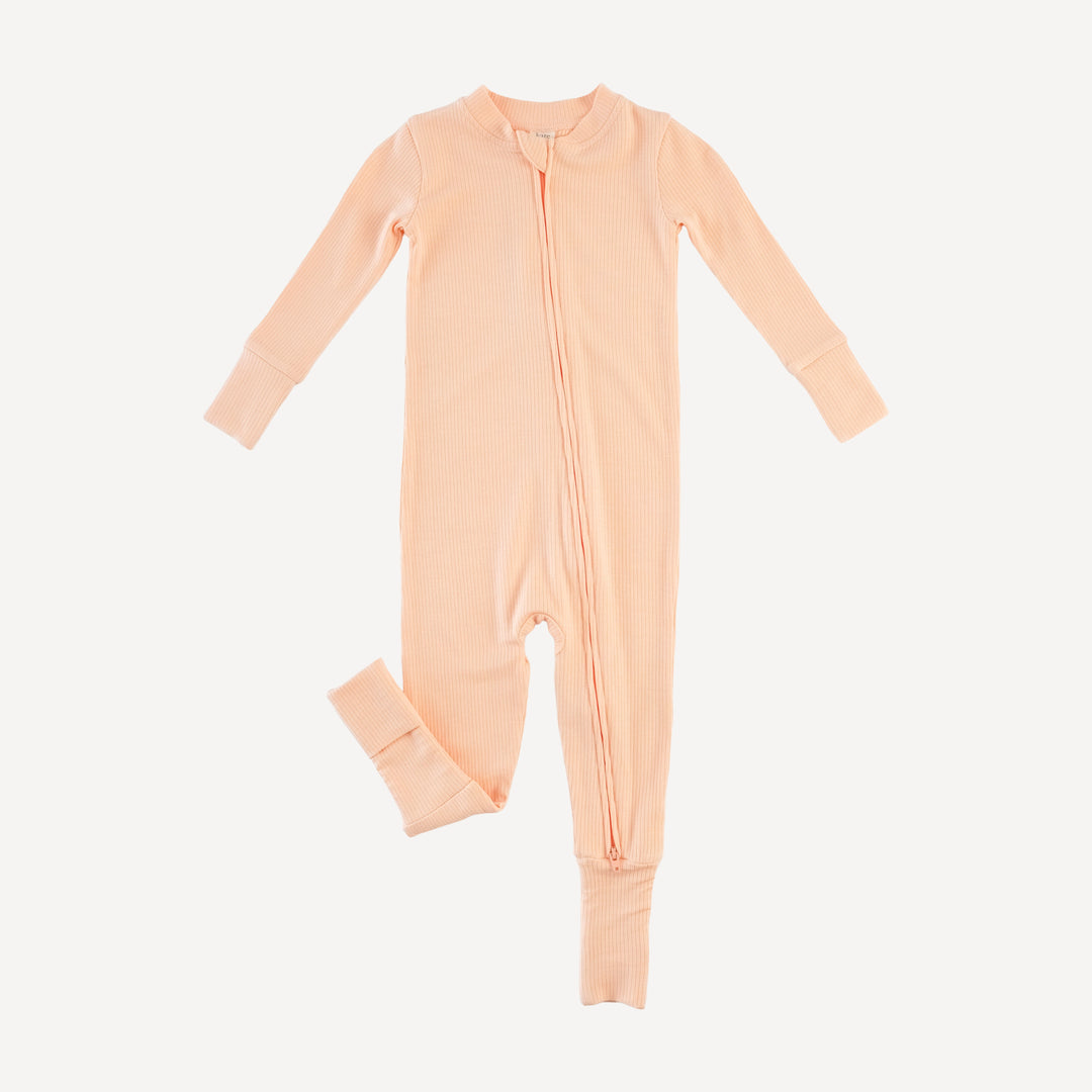 long sleeve convertible zippy pj | peach | modal skinny rib