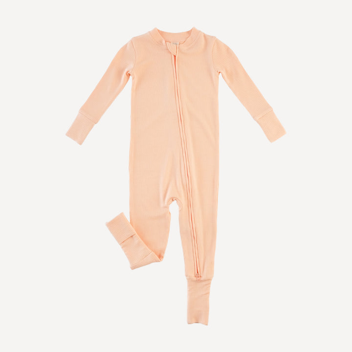 long sleeve convertible zippy pj | peach | modal skinny rib
