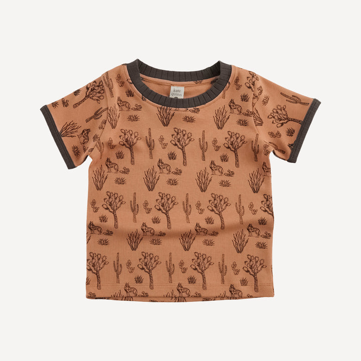 short sleeve ringer tee | neutral desert landscape | organic cotton interlock