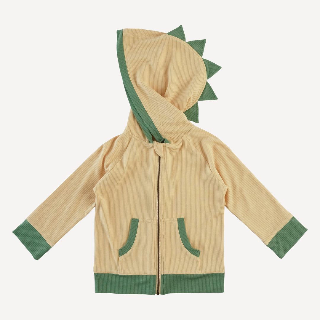 long sleeve dino zip hoodie | marzipan | modal skinny rib