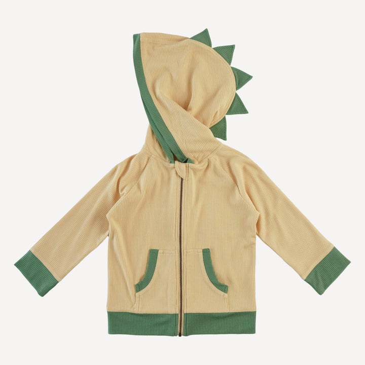 long sleeve dino zip hoodie | marzipan | modal skinny rib