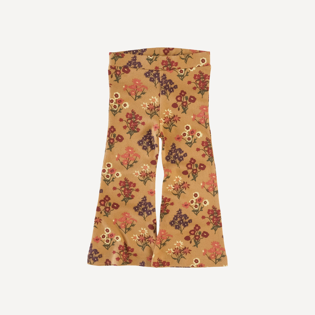 flare leg pant | apple cinnamon floral bouquet | organic cotton interlock