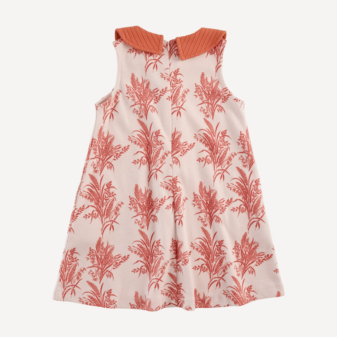 sleeveless kick pleat peter pan dress | mango wheatgrass | organic cotton interlock