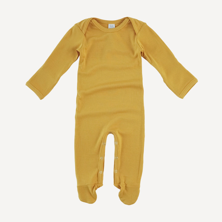 long sleeve lap neck footie | golden sun | modal skinny rib