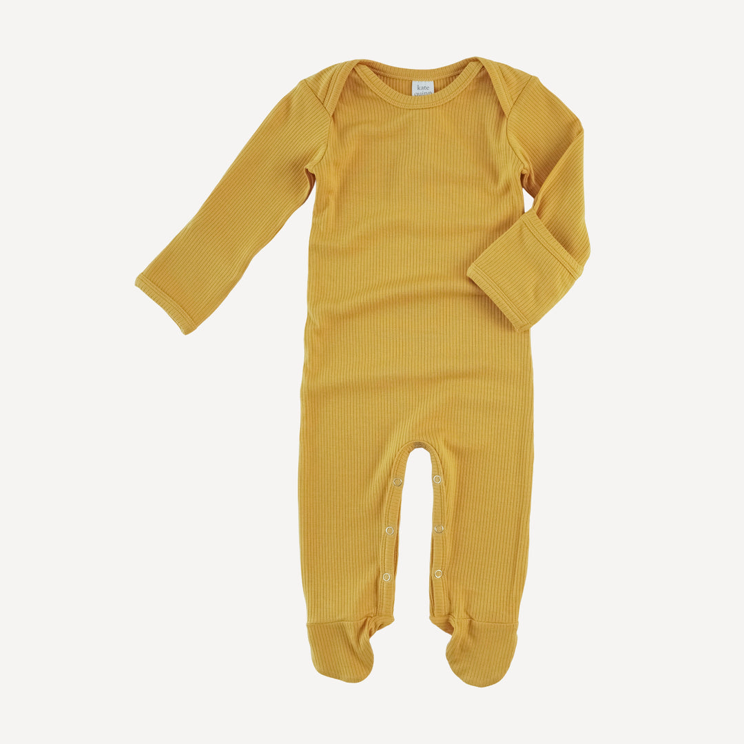 long sleeve lap neck footie | golden sun | modal skinny rib