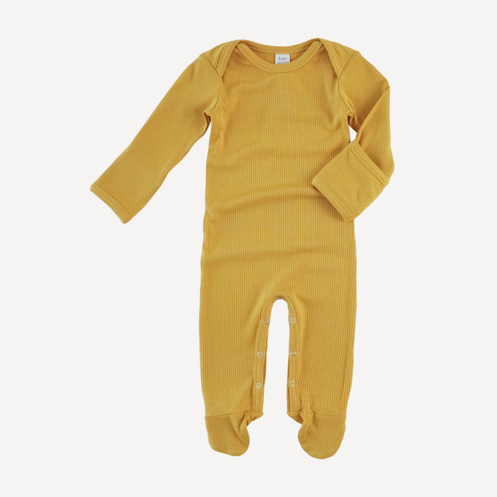 long sleeve lap neck footie | golden sun | modal skinny rib