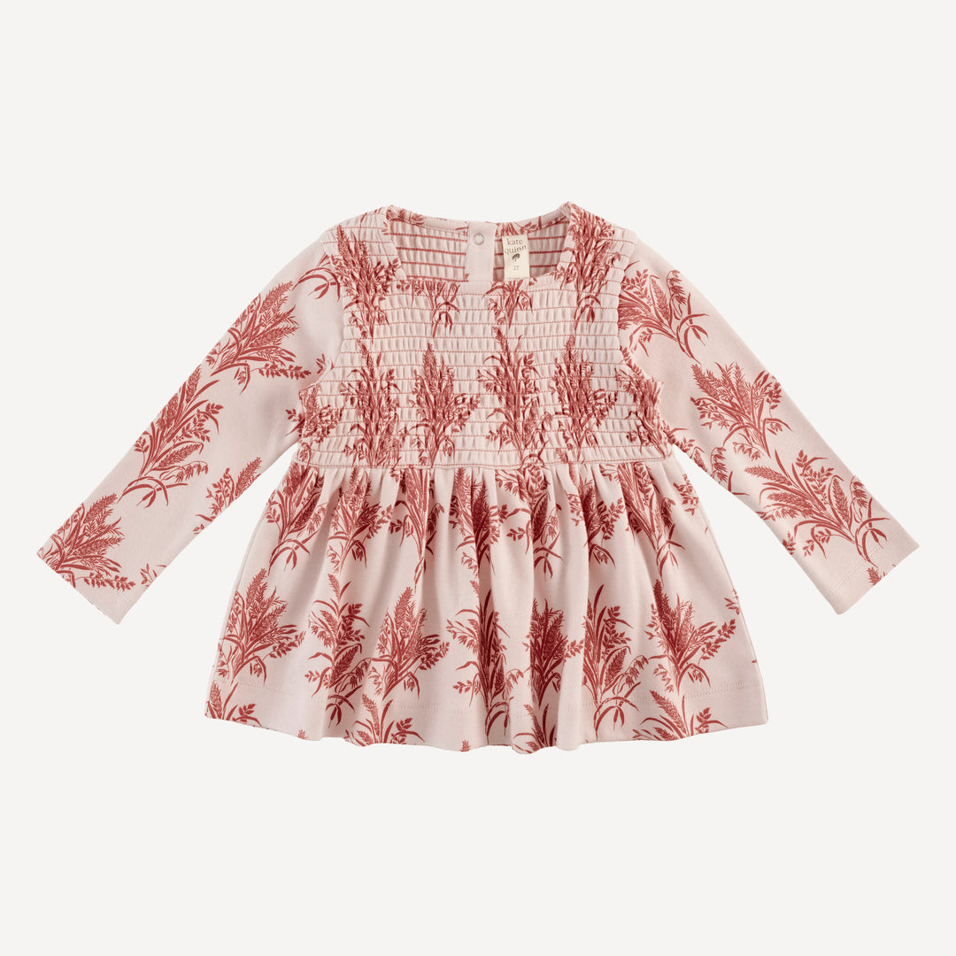 long sleeve square neck smocked top | mango wheatgrass | organic cotton interlock