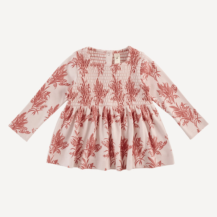 long sleeve square neck smocked top | mango wheatgrass | organic cotton interlock