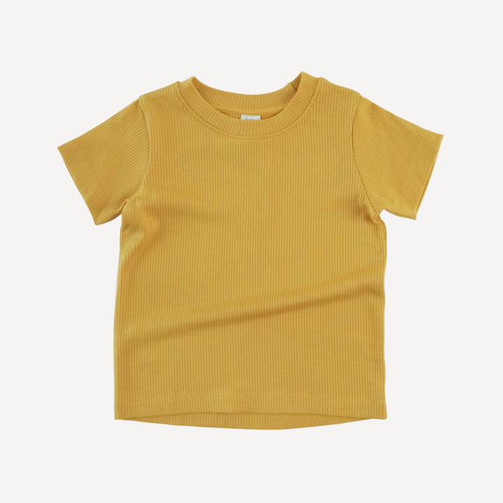 short sleeve essential boxy tee | golden sun | modal skinny rib