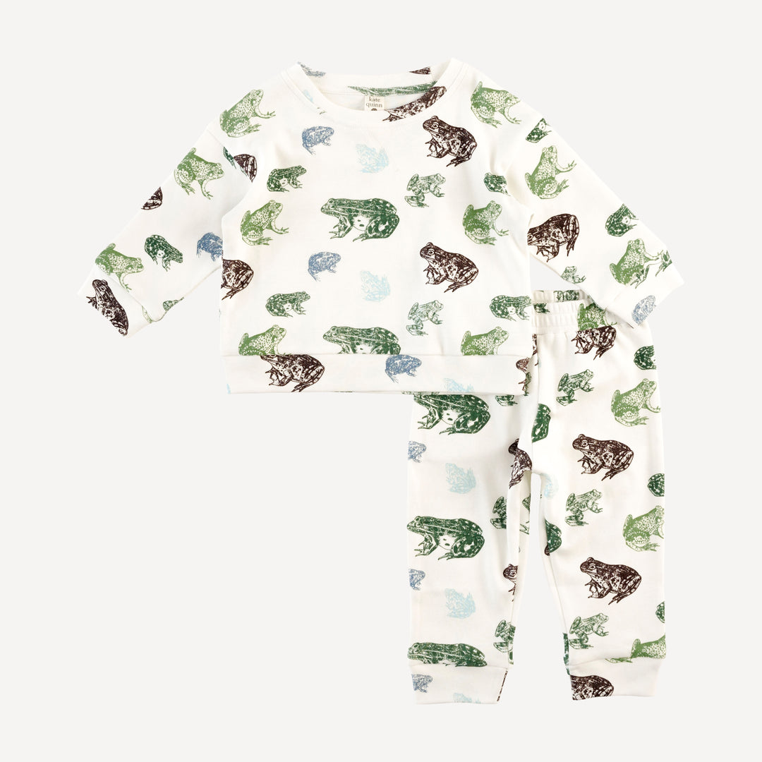 long sleeve cuffed jogger set | cali frogs | organic cotton interlock