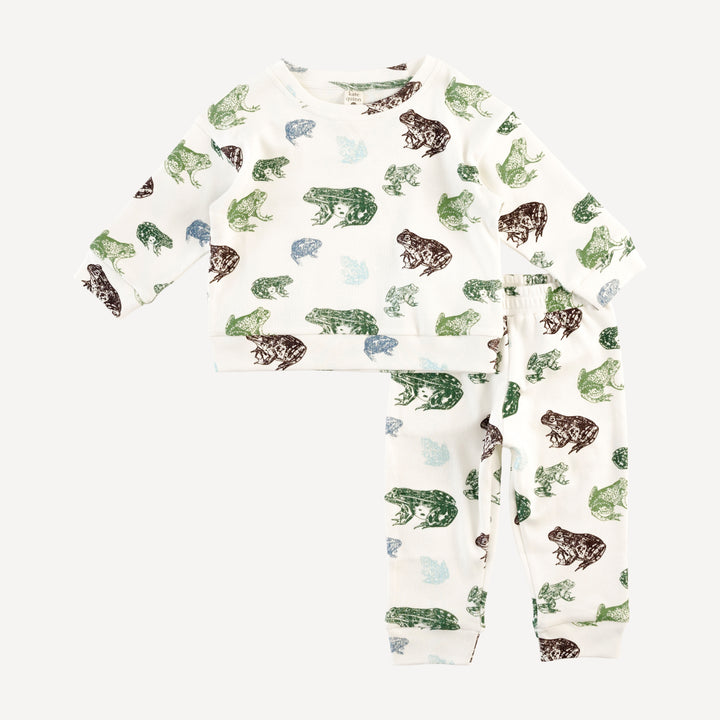 long sleeve cuffed jogger set | cali frogs | organic cotton interlock