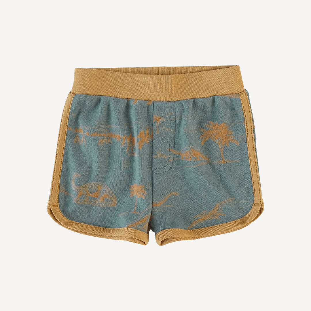 retro track short | storm dino landscape | organic cotton interlock