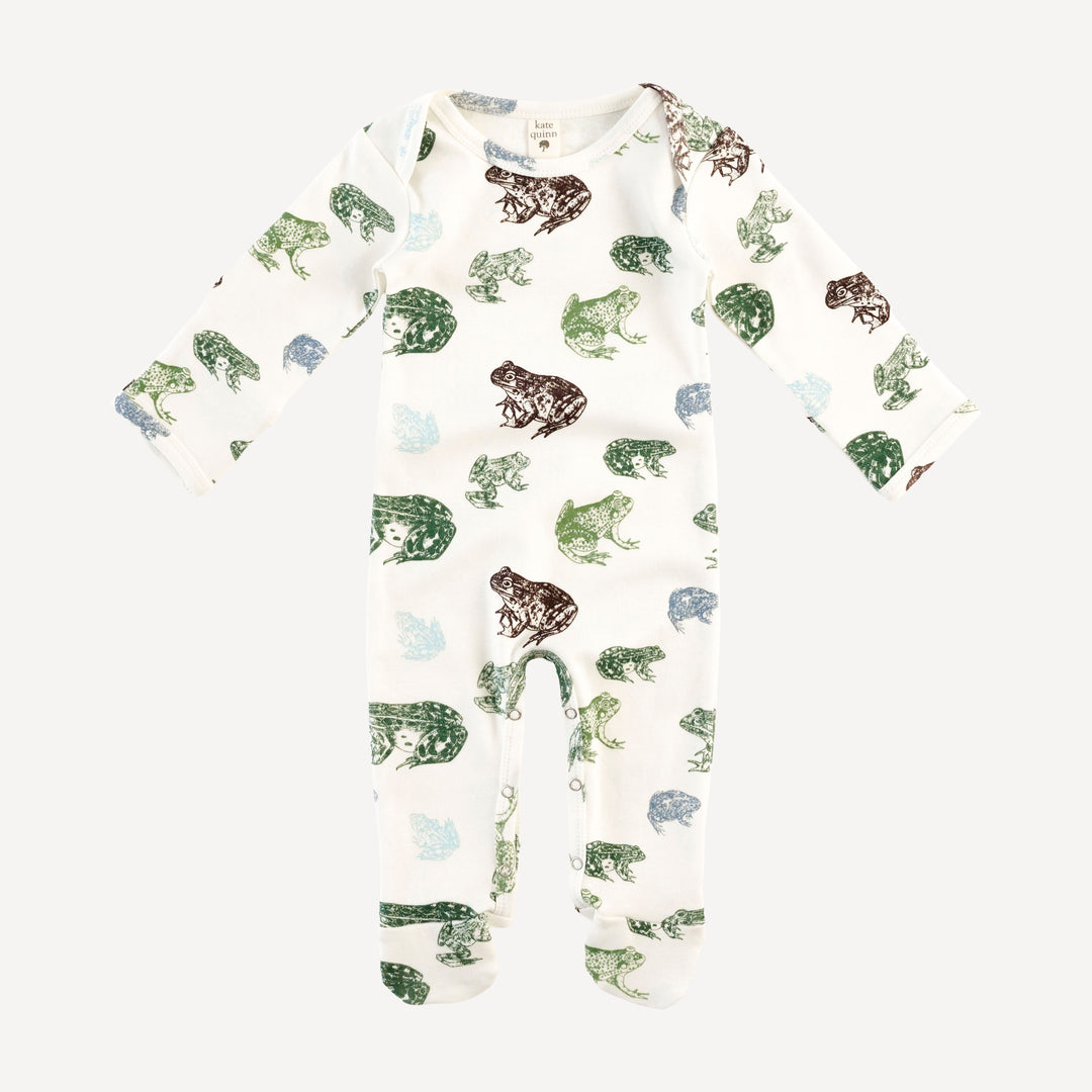 long sleeve lap neck footie | cali frogs | organic cotton interlock