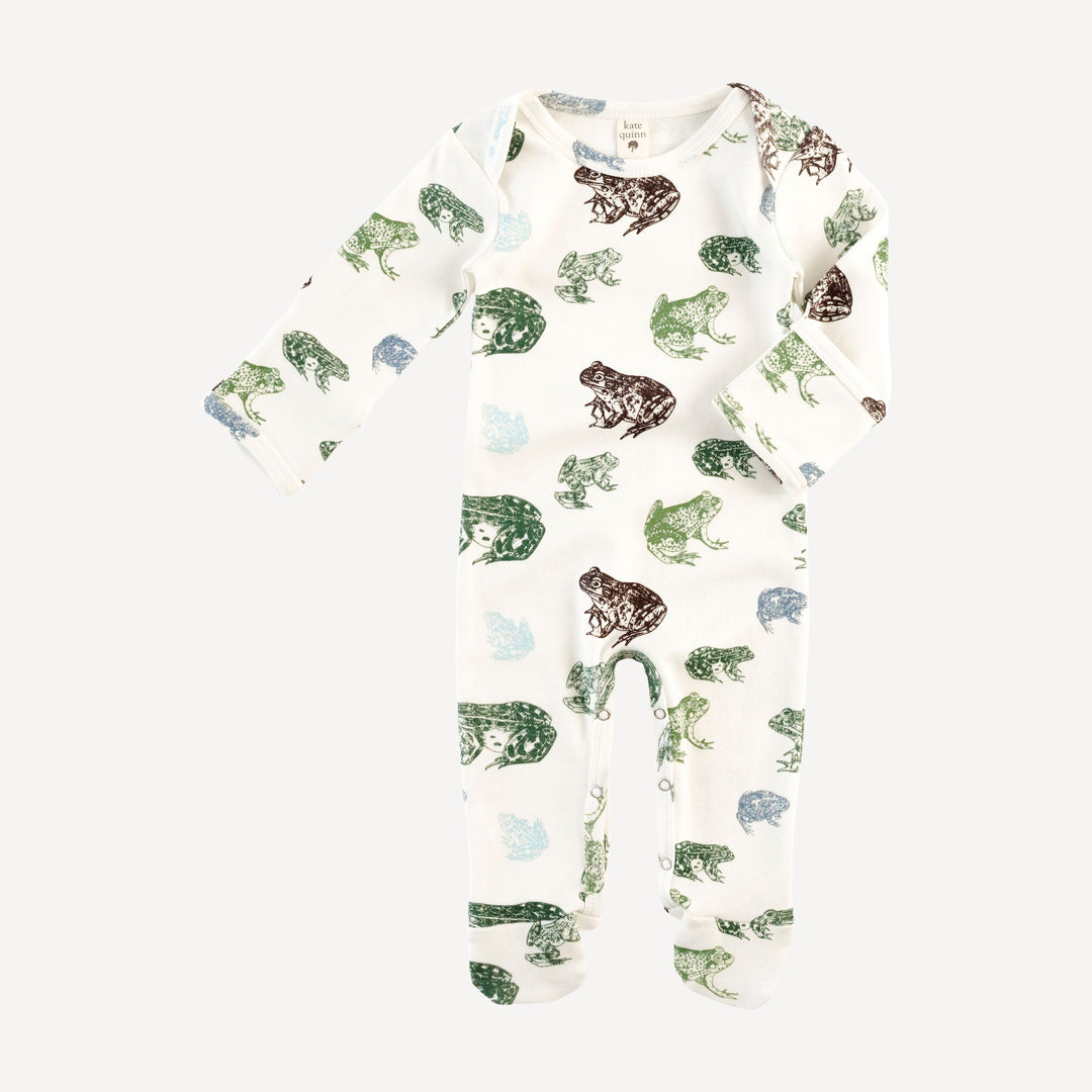 long sleeve lap neck footie | cali frogs | organic cotton interlock