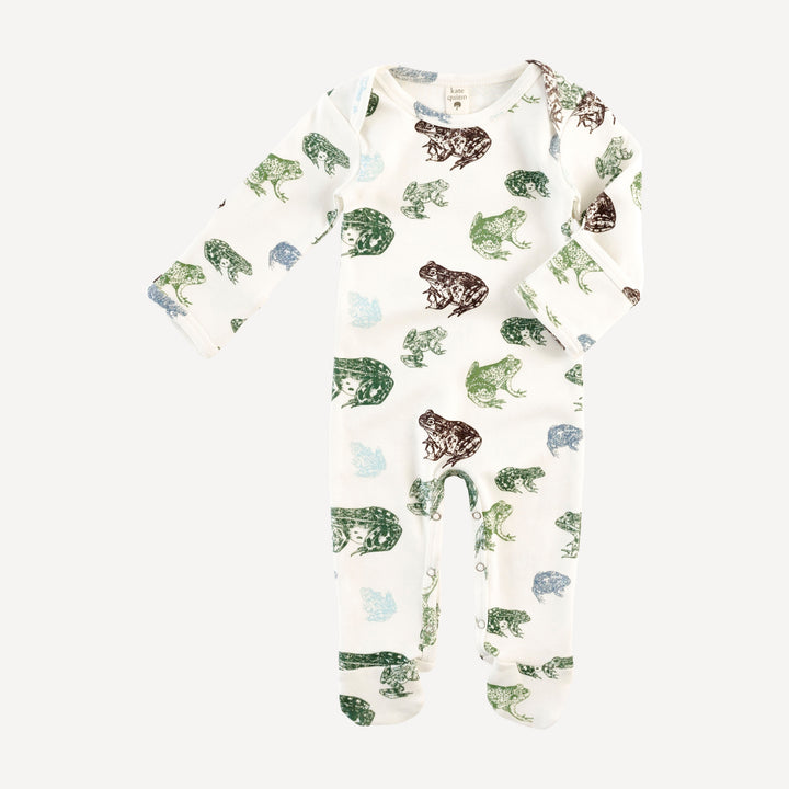 long sleeve lap neck footie | cali frogs | organic cotton interlock