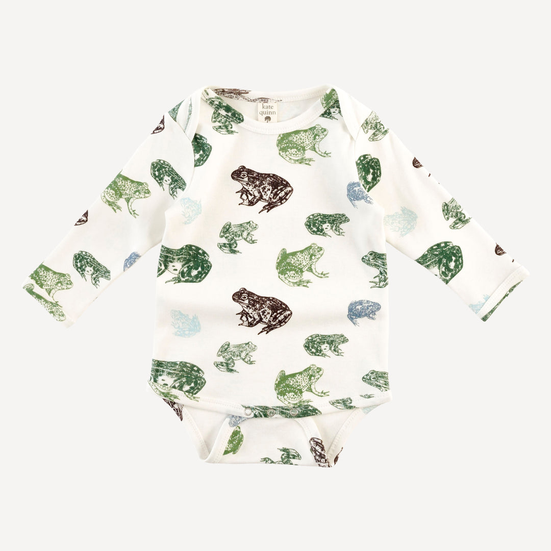 long sleeve lap neck bodysuit | cali frogs | organic cotton interlock