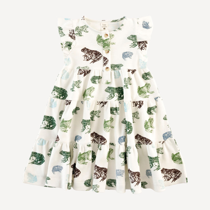 sleeveless ruffle prairie dress | cali frogs | organic cotton interlock