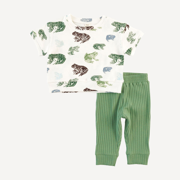 short sleeve relaxed cuffed jogger set | cali frogs | organic cotton interlock