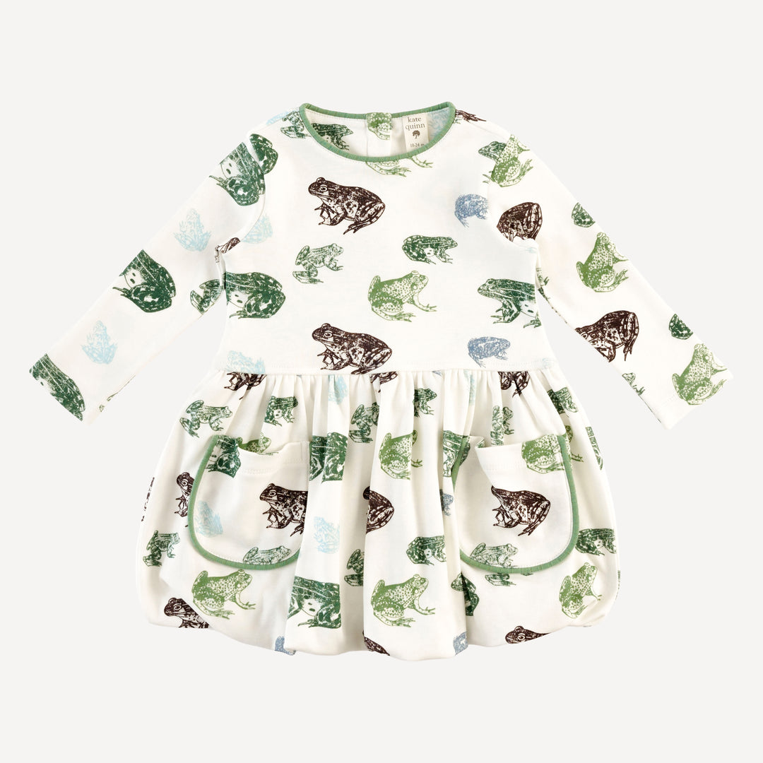 long sleeve ida dress | cali frogs | organic cotton interlock