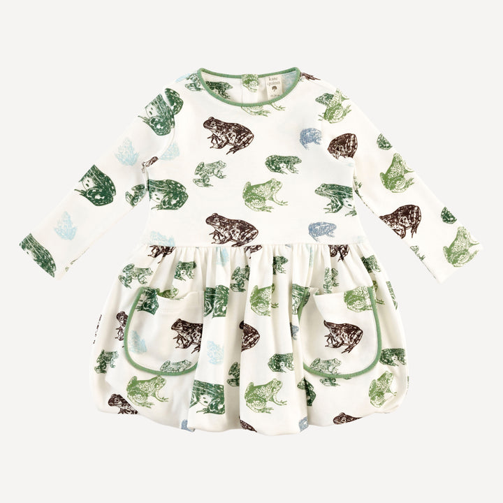 long sleeve ida dress | cali frogs | organic cotton interlock