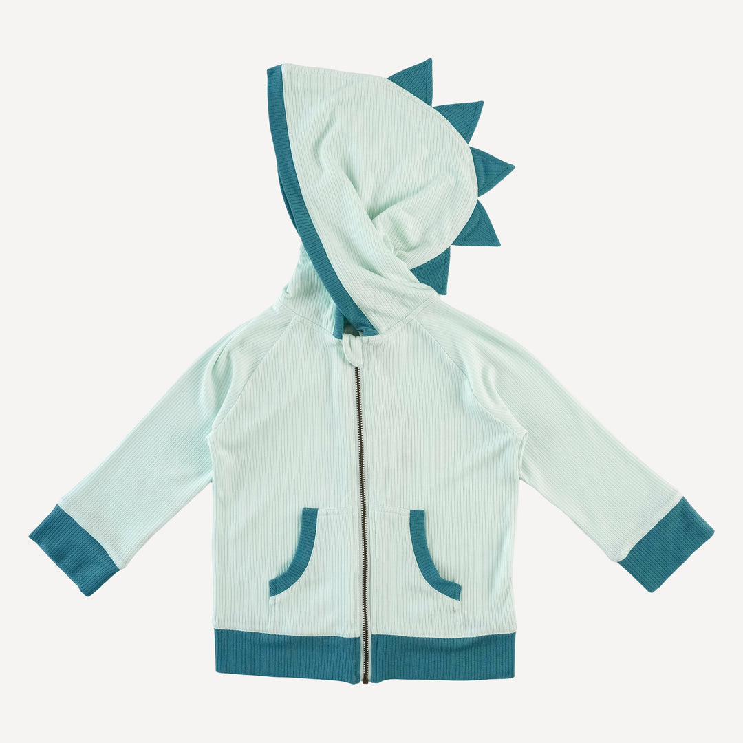 long sleeve dino zip hoodie | sea mist | modal skinny rib