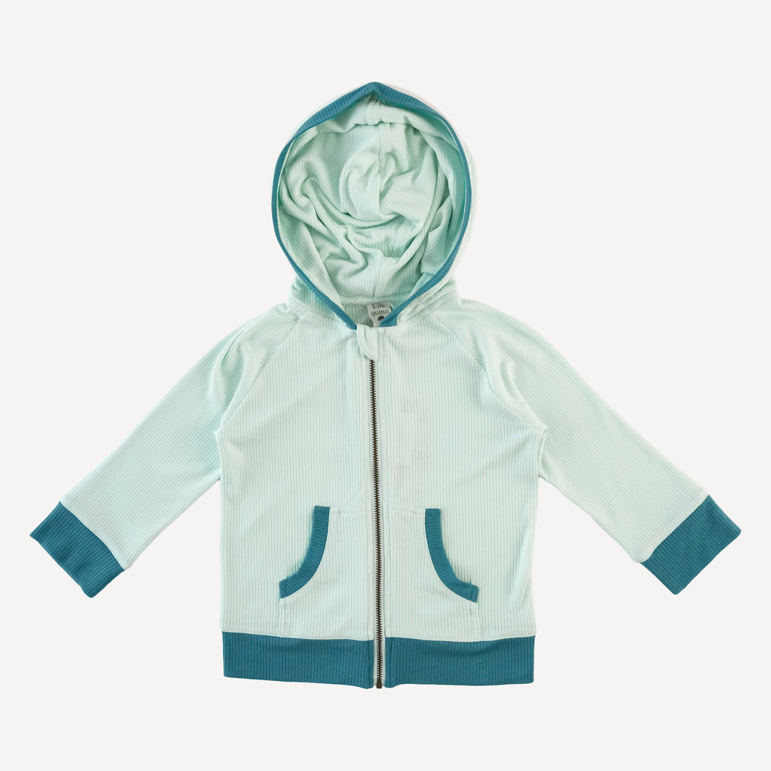long sleeve dino zip hoodie | sea mist | modal skinny rib