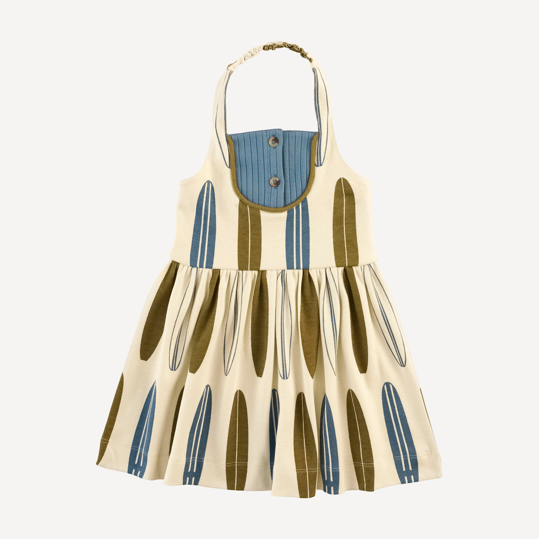 rounded yoke halter dress | longboard | organic cotton interlock