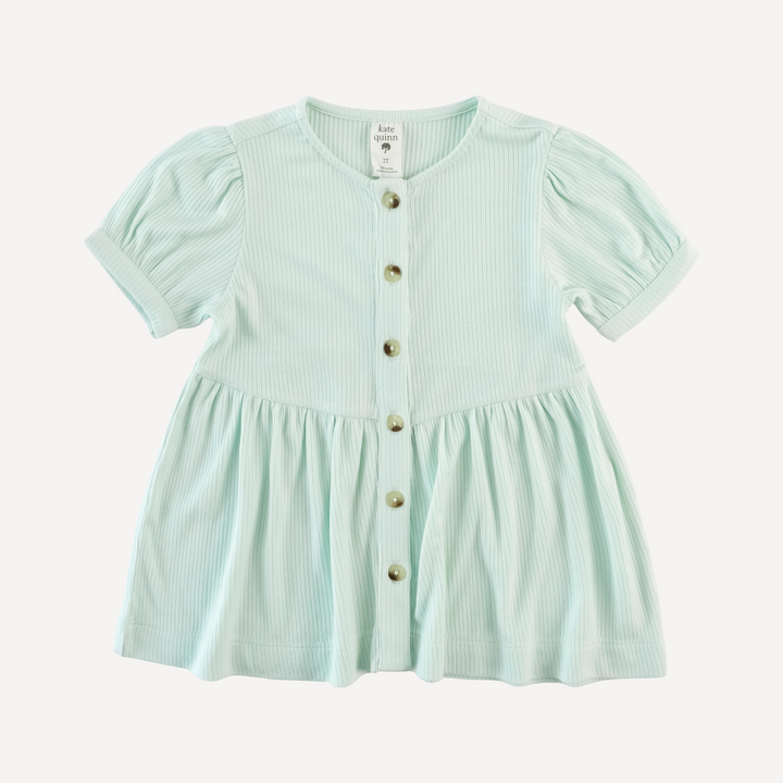 short sleeve button front v-waist top | sea mist | modal skinny rib