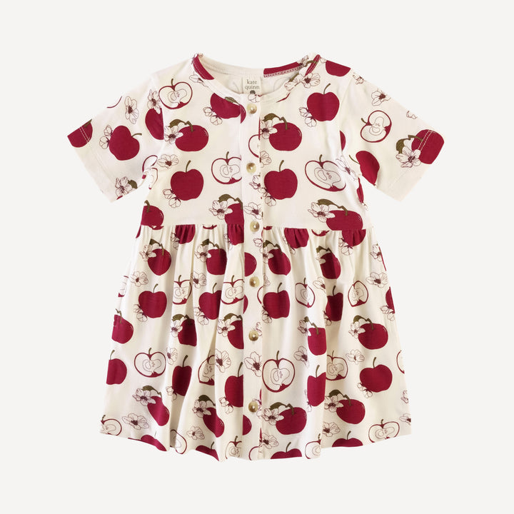 short sleeve button dress | apples | bamboo