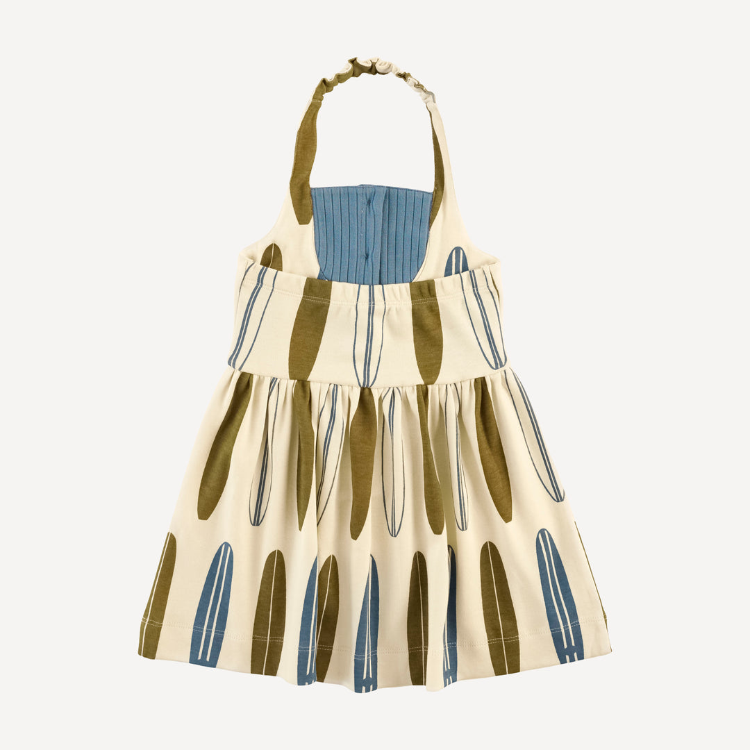 rounded yoke halter dress | longboard | organic cotton interlock