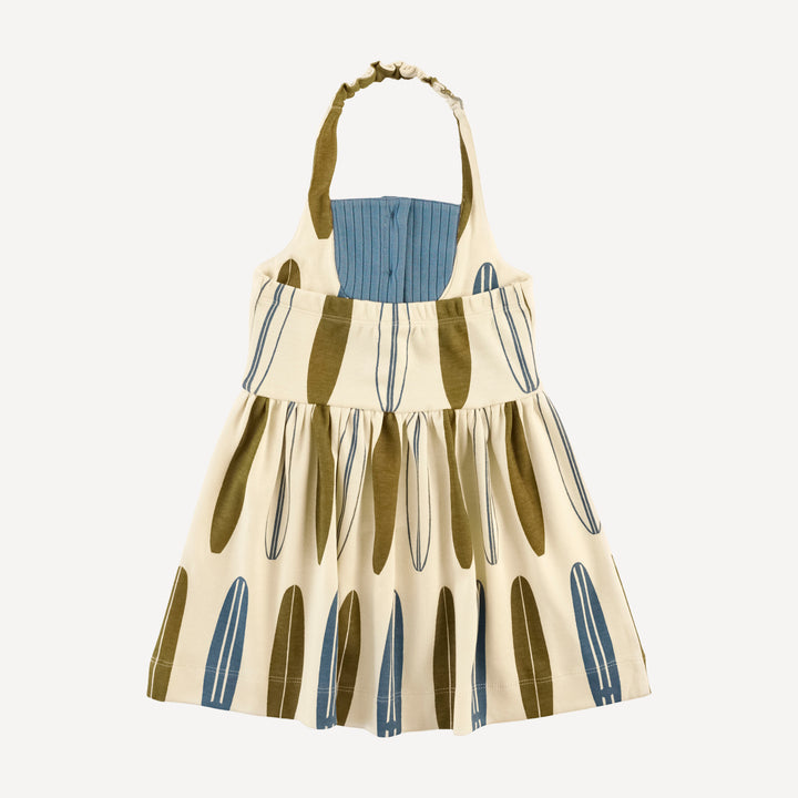 rounded yoke halter dress | longboard | organic cotton interlock