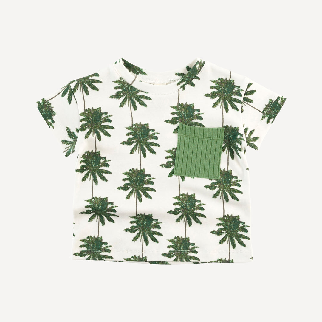 short sleeve relaxed classic pocket tee | green palm | organic cotton interlock