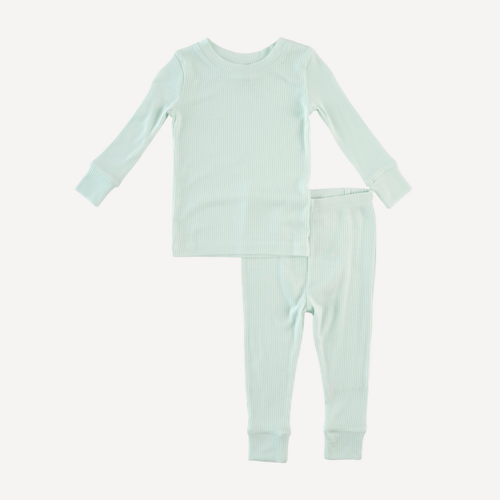 long sleeve crew neck pj set | sea mist | modal skinny rib