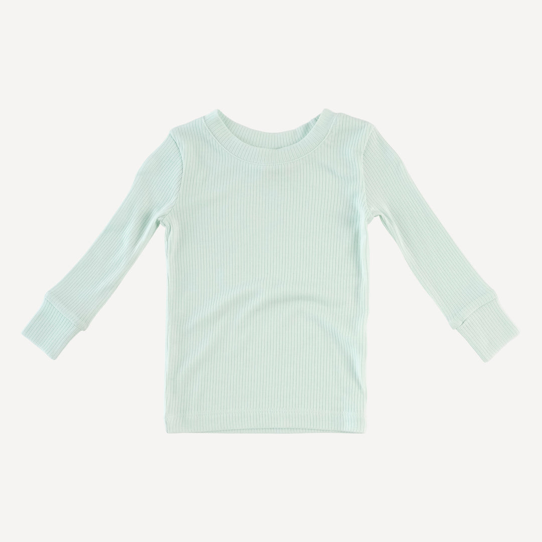 long sleeve crew neck pj set | sea mist | modal skinny rib