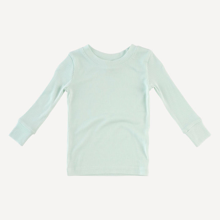long sleeve crew neck pj set | sea mist | modal skinny rib