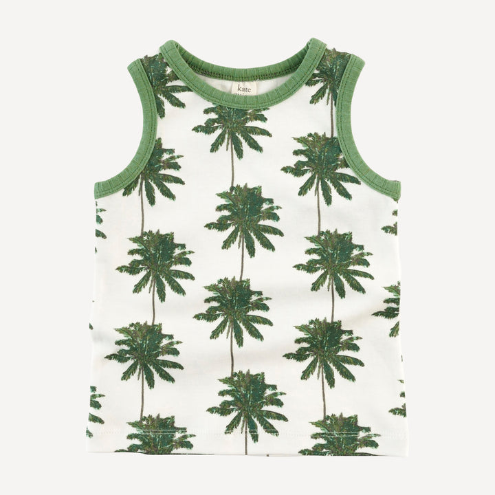 ringer tank + retro short set | green palm | organic cotton interlock
