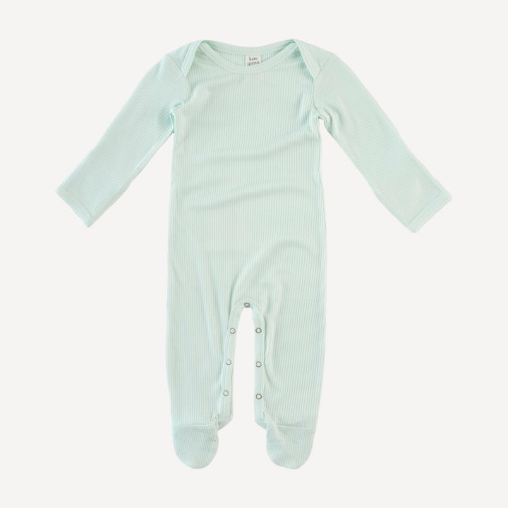 long sleeve lap neck footie | sea mist | modal skinny rib