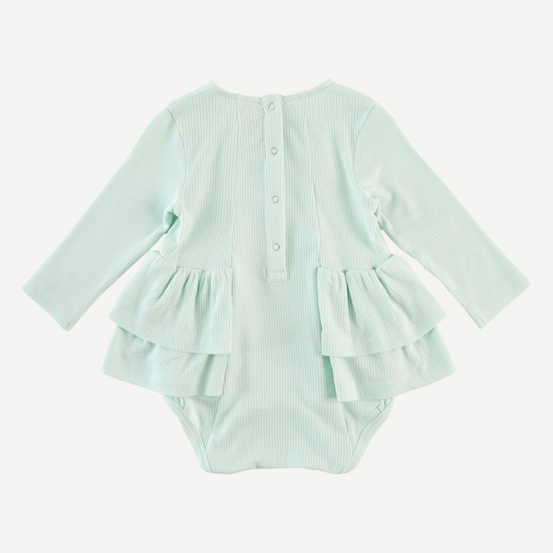 long sleeve double ruffle ballerina bubble | sea mist | modal skinny rib