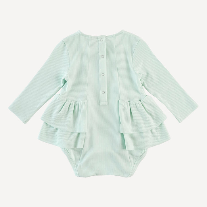 long sleeve double ruffle ballerina bubble | sea mist | modal skinny rib