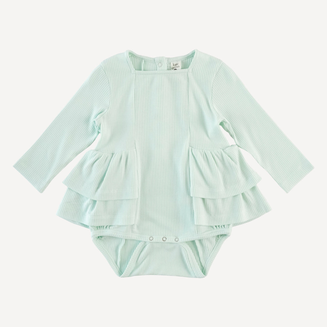 long sleeve double ruffle ballerina bubble | sea mist | modal skinny rib