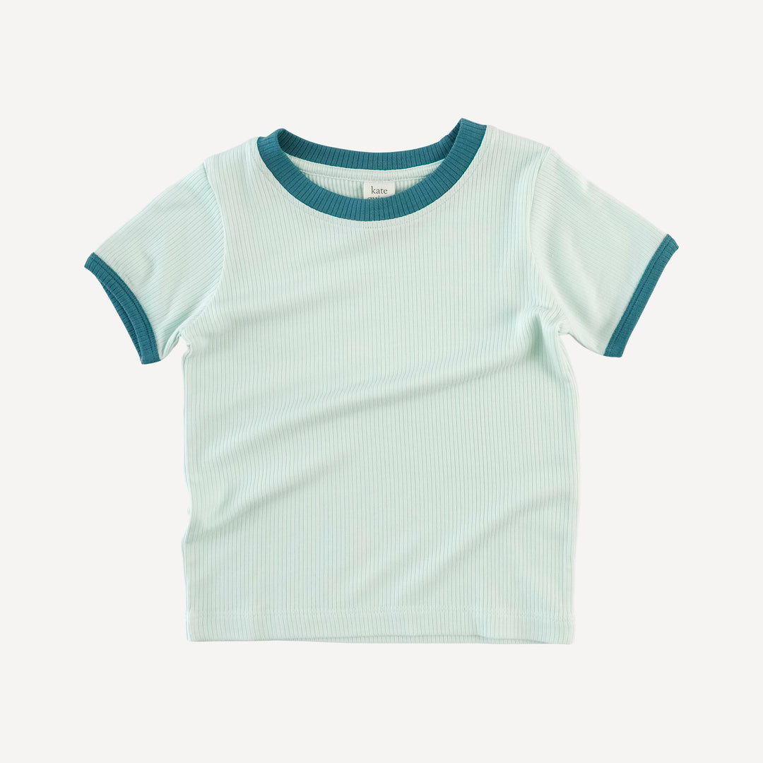 short sleeve ringer tee | sea mist | modal skinny rib